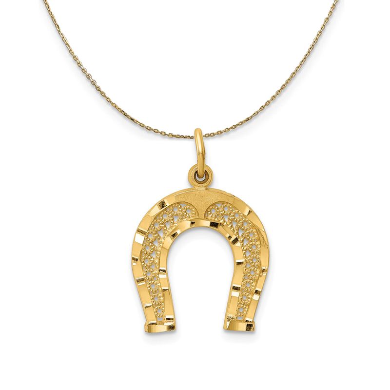 14k Yellow Gold Horseshoe Necklace - 24 Inch